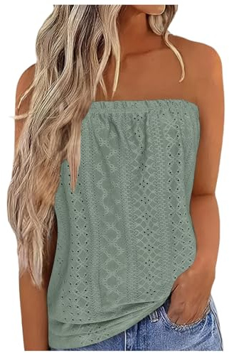 Femmes Bustier Bandeau Tops Sexy Débardeurs d'été Femme sans Manches Extensible Débardeur Élastique Doux Ruché Tube Chemise sans Bretelles Bandeau Tops Vest Blouse