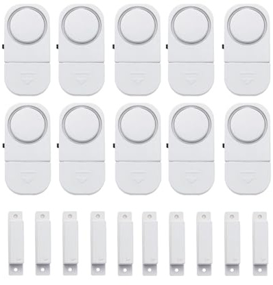 120Db Magnetic Door Window Alarm System, 10-Pack, Battery-Operated, for Home & Business Security