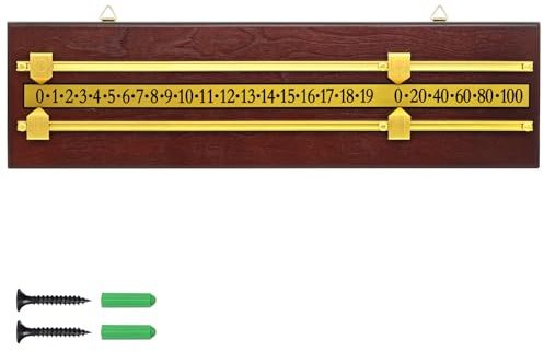 Naissgo Billard-Anzeigetafel, Snooker-Anzeigetafel, Wandmontage, Holz, Spielerberechnungszahlenwerkzeuge mit Messingschiebern, ideal für Zuhause oder Club