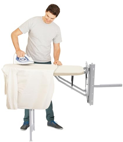BANLICALI Pull-Out Ironing Board 35.4 L x 11.81 W Beige Hideaway Ironing Board with 35 H Support Leg, Wardrobe Mount Rotating Folding Ironing Boards for Bedrooms Cloakrooms Easy to Install