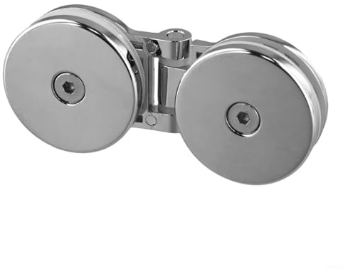 TONIXY Bisagras para mampara de ducha, accesorios de montaje para puerta de vidrio, sin marco, acabado cromado, doble lado (bisagra de doble cara)