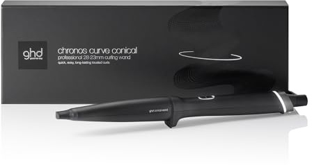 ghd Chronos Curve Conical Wand 28-23mm Hair Curler in Black - for Beach Waves That Last All Day, Fast, Easy, Frizz-Free Curls, No Extreme Heat Damage - Ideal for All Hair Lengths (UK Plug)