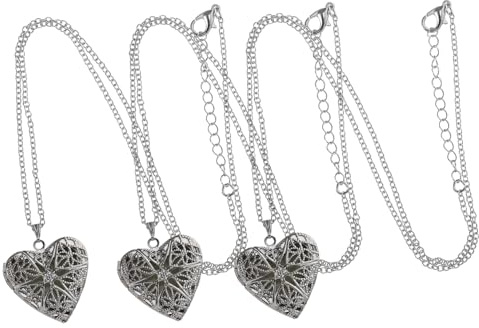 FONDOTIN Collana Ciondolo Fai Da Te 3 Pezzi Custodia Luminosa Per Profumo a Forma Di Cuore, Diffusore Di Oli Essenziali Solido Per Donna, Regalo Per Mamma e Fidanzata in Colori Misti