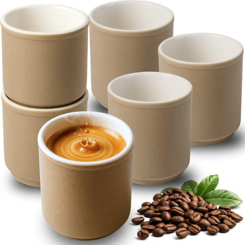 Maxito Espressotassen aus Steingut weiß mit 75 ml im 6er Set für Kaffeeliebhaber - Espresso & Kaffeetassen - Geschenke für Männer