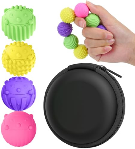 OIXYA Fidget Toys - anti stress enfant - fidget toys anti stress, 4 balles magnétiques silencieuses et texturées, jouet sensoriel de décompression et de relaxation pour adultes