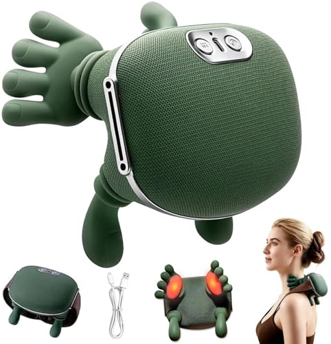 Neck Massager, Back Massager, 4D Bionic Massager, 3 Massage Settings, 2 Heat Levels, Simulated Real Hand Shiatsu Shoulder Massager, Birthday Gifts for Women Men Mum Dad