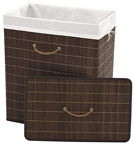 Generico Cesto Portabiancheria in bambù Rettangolare Marrone Scuro,Marrone,1.6kg,245582