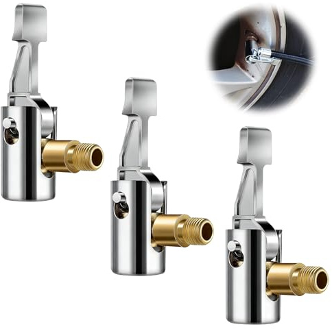 Leikedun 3 Stück 8mm Autoventil Adapter, Luftpumpe Adapter Ventilschlüssel Tubeless Ventilverlängerung Autoventil Hebelstecker Air Chuck Reifen Clip Fahrradventil Adapter für Reifenventile
