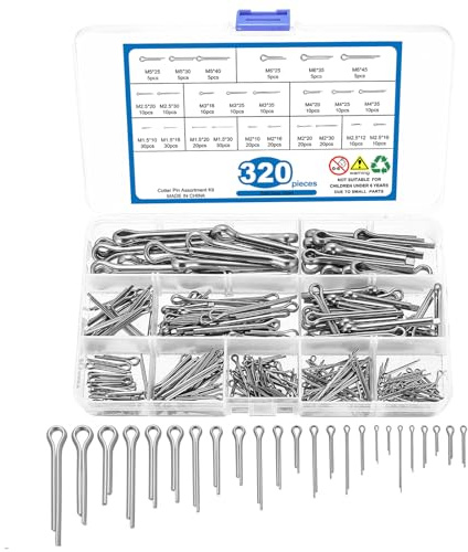 320 Pcs Silver Cotter Pins Set, Stainless Steel Split Pins Assorted for Household Appliances Equipment Mechanics Repair