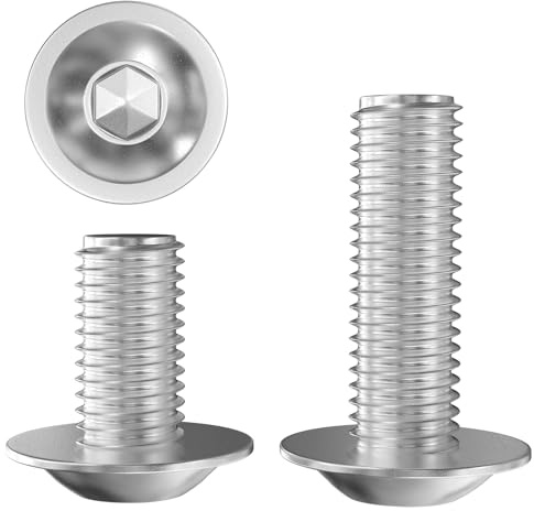 LIULIRUI 30 Stück Linsenkopfschrauben M6x10mm, Flachkopfschrauben A2 V2A | Vollgewinde Innensechskantschraube mit Flansch, Edelstahl 304