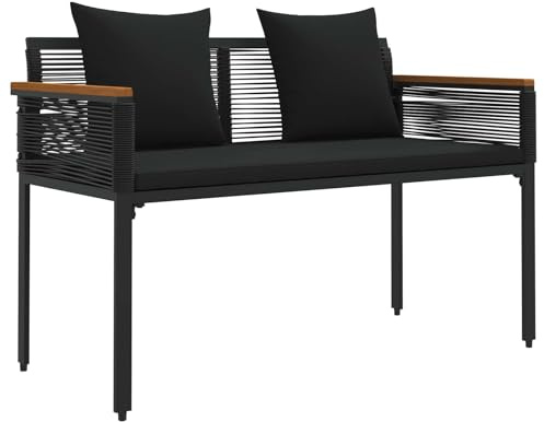 vidaXL Bank Outdoor 2 -Seater 117 x 54 x 74,5 cm Poly-Rattan Schwarz