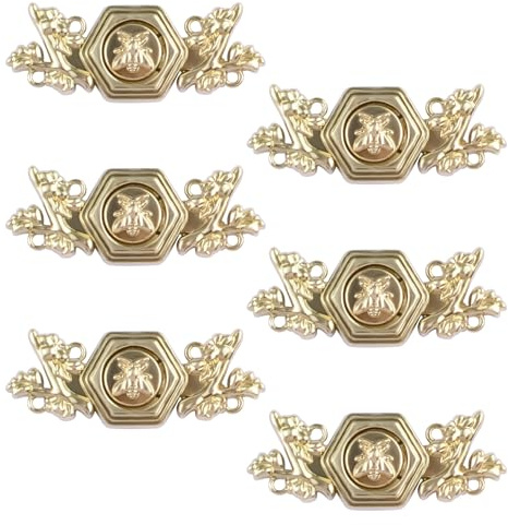WANDIC 6 Paar Umhang-Verschlüsse, 3,8 x 1,5 cm, goldene Pullover-Schal-Clip für Kleidung, Haken und Ösen, Froschverschlüsse (Nähen erforderlich)