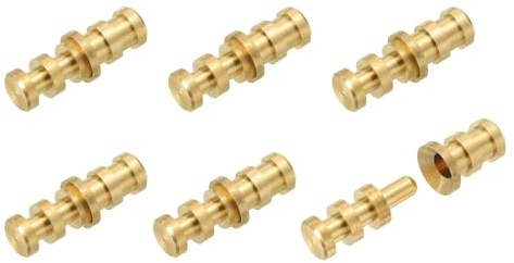 sourcing map 6Pcs Table Leaf Dowel Pin, 8x10x28mm Brass Table Top Leaf Alignment Pins Desk Bolt Sleeve Connectors for Furniture Cabinet Wooden Box, Gold Tone