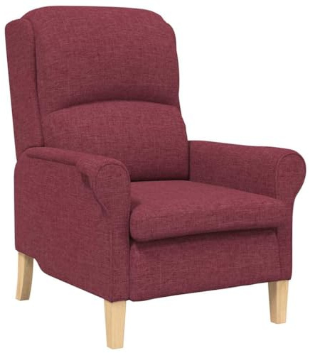 YUTAASU Moderner Polstersessel rot mit Stoffbezug, weinroter Stoffsessel für Wohnzimmer, gepolsterter Sessel mit Holzwerkstoffrahmen, zeitgenössisches Design mit klaren Linien