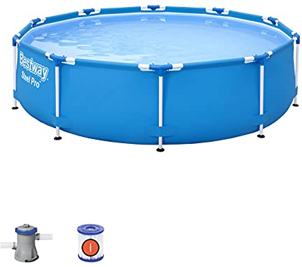 Bestway Steel PRO Piscina con Pompa Filtro e Cartuccia, 4678 Litri, Bianco, 305x305x76 cm