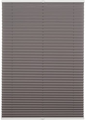 ondeco Plissee ohne Bohren mit Klemmträger viele Farben, Sonnenschutz für Fenster innen, Lichtschutz und Blickdicht, Plissee klemmfix Faltrollo Sichtschutz für Tür Hellgrau 95x130 cm