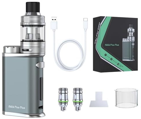 For Eleaf iStick Pico Plus Kit | 75 W Mod Vape (Grigio) 4 ML Atomizzatore Melo 4S Tank | Resistenze EC-A Coil 0,3Ω/0,5Ω | Alimentato da Batteria 18650 [Batteria esclusa] Originale - senza nicotina