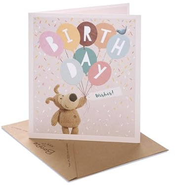 Boofle | Birthday Card Holding Balloons Design | With Envelope | Happy Birthday Gifts | Greeting Card | Her/Him | 165 x 190 mm