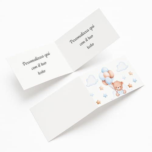 PV Grafik® | 100 Bigliettini Bomboniere Battesimo Personalizzati | Biglietti Battesimo Nascita Bimbo Bimba | Etichette Bomboniera Battesimo | Biglietti Nascita Personalizzati (Modello 14)