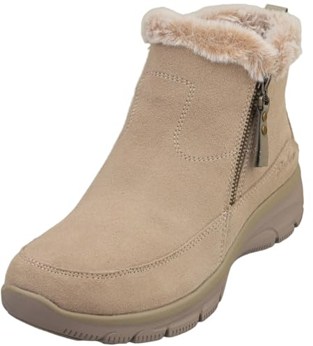 Skechers dam lättgående – cool dragkedja ankelstövel, Taupe mocka, 36 EU
