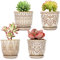 YFFSRJDJ Succulent Pots, 10 CM Small Indoor Ceramic Planter Pot with Drainage Holes and Saucers for Plants- Creamy White - Set of 4