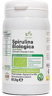 Benessence - Spirulina biologica coltivata e lavorata in Italia - azione di sostegno e ricostituente - 175 compresse - 35 giorni di integrazione