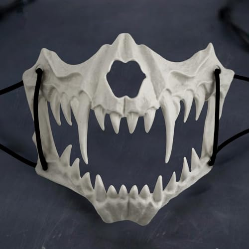 SHOWHEEL Tier Skelett Maske Halloween, Halbgesichtsmaske Weißer Totenkopf, Tiger SKelett MAske, Tier Skelett Gesichtsmaske, Halloween Schädel Masken, HAllOween/Cosplay/Mottoparty Maske, Unisex