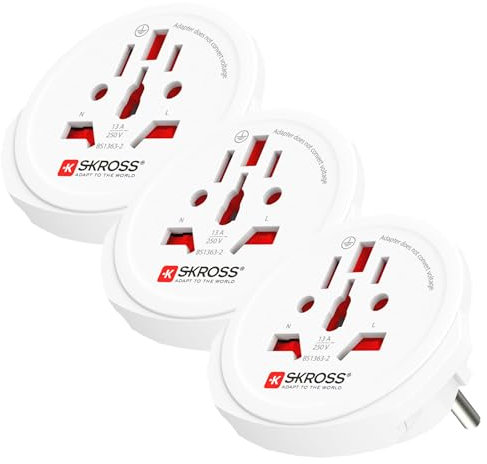 SKROSS - Adaptateur de Voyage - Prises Monde vers France (Lot de 3)