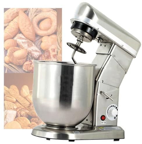 Quixnova Batteur de Cuisine sur Socle, Batteur électrique de Cuisine à 3 Vitesses, mélangeur à gâteau à tête inclinable avec Bol en Acier Inoxydable de 5 L/10 L, Crochet pétrisseur, Fouet, Batteur,5L