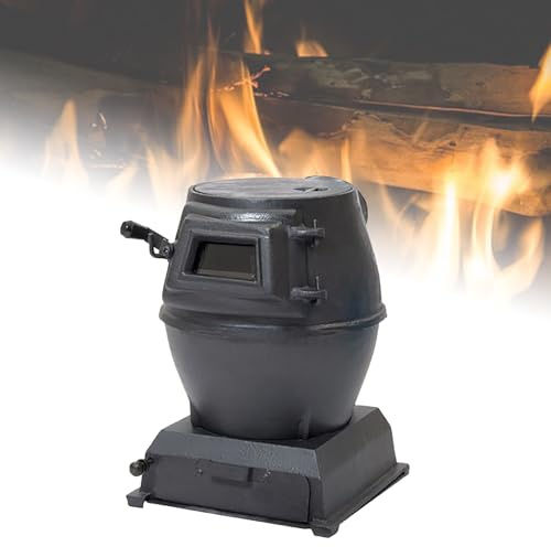 STWBHW Estufa de leña de Hierro Fundido, Estufa de Hierro Fundido, Estufa de Camping de Hierro Fundido Lite, Estufa de leña portátil, Mini Estufa multicombustible for calefacción Interior y Exterior