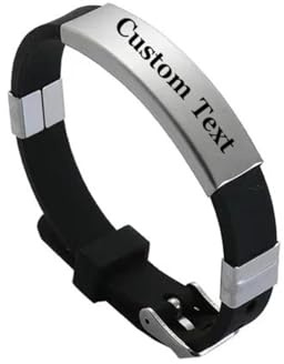 2 Pezzi Braccialetti Identificativi di Sicurezza Anti-smarrimento Personalizzati Nome Personalizzato ​​Silicone Morbido Gioielli per Bambini Ragazze Ragazzi Black,2pcs