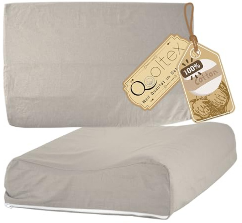 SideEasy 40x60 cm Gesundheitskissen Bezug Beige Vollschutzbezug | Baumwolle Nackenkissen, Nackenstützkissen Bezug mit Reißverschluss, Kissenschoner für Kopfkissen, Schlafkissen
