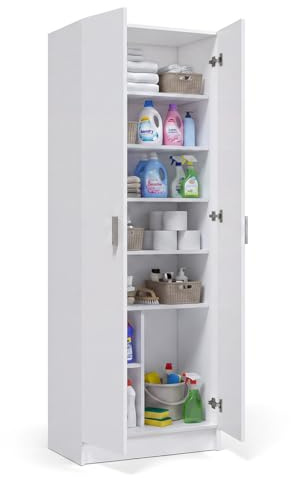 duehome | Armario Zapatero Multiusos, Armario Auxiliar, Modelo Multi Useful, Acabado en Color Blanco Artik, Medidas: 60 cm (Ancho) x 180 cm (Alto) x 37 cm (Fondo)
