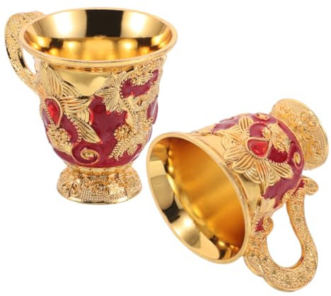 DONFAMDS 2piezas Cáliz Vintage Patrón De Flores Relieve Vaso Medieval Decorativo Para Uso Casa y Oficina Para Fiestas y Celebraciones