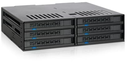 ICY DOCK 6X 2,5 SATA/SAS HDD/SSD Wechselrahmen mit schraubenlosen Trays in 5,25 Schacht - ExpressCage MB326SP-1B