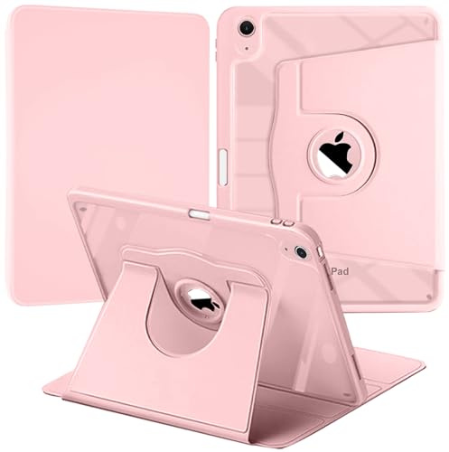 YeaQuelior Funda Giratoria para iPad (A16) 11.ª/10.ª Generación (2025/2022) con Soporte para Lápiz, Funda Protectora con Soporte Giratorio de 360 Grados, Auto Reposo/Activación, Rosa