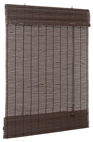 Ventanara® Raffrollo Bambus Bambusraffrollo Rollo inkl Montagematerial (Dunkelbraun, 110 x 220 cm)