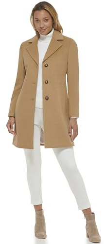 Calvin Klein Women's Classic Wool Blend Coat, Camel Classic, 12