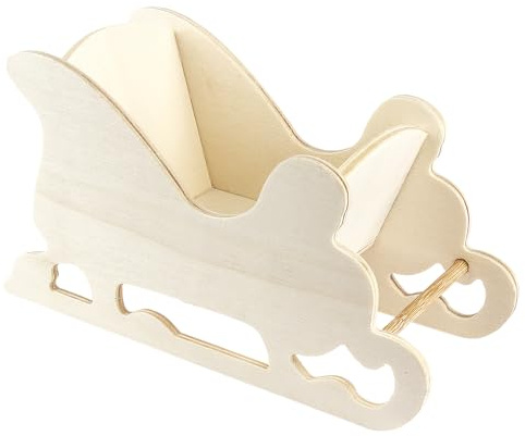 Ideen mit Herz Deko-Schlitten, Design 4, 9,5cm x 17,5cm x 7,5cm, natur | Dekoration für Weihnachten, Advent, Winter, Weihnachtsbaum, Tannenbaum, Christbaum