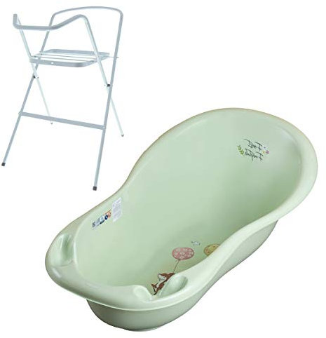 Baignoire bébé avec thermomètre Vert Forest 102 cm + pied
