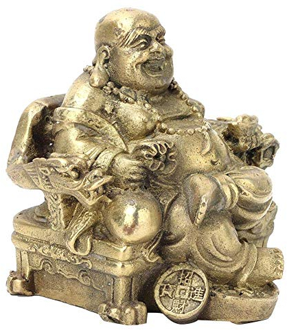 Hztyyier Reine Messing Buddha Statue Happy Glücksbuddha Figur Maitreya Figur Sammler Figur Wohnkultur
