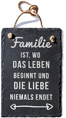 Spruchreif · Schiefer Schild Familie · Schiefertafel mit Gravur · Schiefer Türschild · Wanddekoration · Schiefertafel zum Aufhängen Familienschild