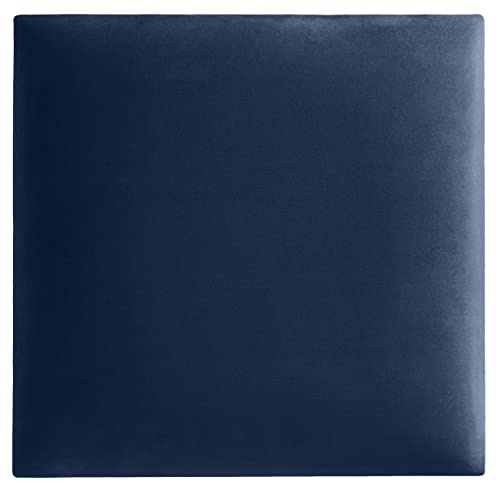softwalls Wandkissen Samt Blau 30x30 cm - Gepolstertes Wandpanel 50mm, Oeko-TEX Stoff, Bett Kopfteil & Schallabsorber, Klebemontage ohne Bohren