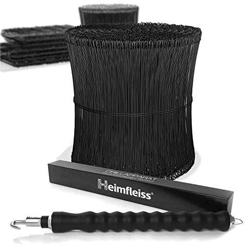 Heimfleiss® Drillapparat Driller + Betonbindedraht 1,4 mm (1000 Stk) | Rödelzange & Drahtbinder aus Carbonstahl | ummantelter Bindedraht für Moniereisen | 4-Nuten-Spindel, bindet schnell & fest