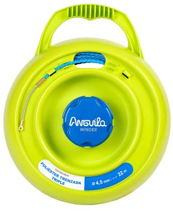 Anguila Max Enrollador Winder Guía Poliéster Triple T. Mixtos ⌀4.5mm 22m | Enrollador patentado en ABS que protege la guía y agiliza el trabajo; terminales mixtos; incluye 8 accesorios