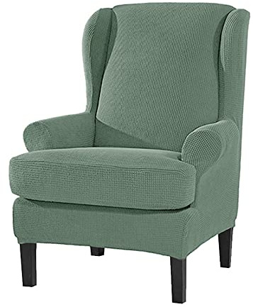 BXFUL Jacquard Sesselbezug, Sessel-Überwürfe Ohrensessel Überzug Bezug Sesselhusse Sessel Sesselbezug, Elastisch Stretch Husse für Ohrensessel (Matcha Green)