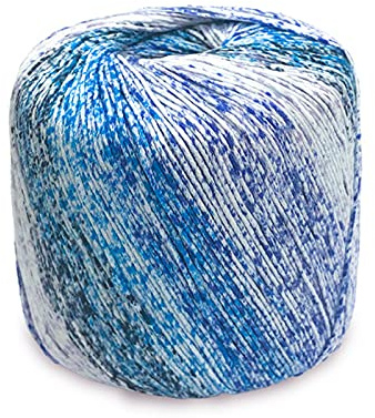 jiuzcare Baumwollgarn Blau Meliert, Häkelgarn 100% Baumwolle ca. 40 g 133 m, feines Garn 1 mm zum Häkeln und Stricken für Amigurumi, Taschen, Mützen, Deko, Accessoires und kreative DIY-Handarbeiten