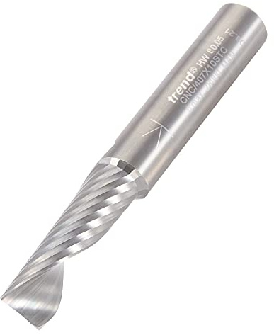 Trend O Flute Spiral Up-Cut Router Cutter, 10mm Shank, 10mm x 32mm | Solid Tungsten Carbide O Flute Spiral Up-Cut Cutter For CNC Routing, With 10mm Shank And 32mm Cut Length, CNC/407X10STC