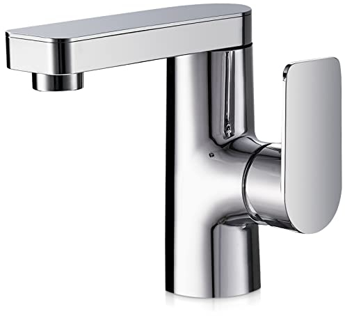 Cobbe Rubinetto da bagno, girevole a 360°, adatto per tutti i tipi di lavabo, salvaspazio per acqua fredda e calda, cromato