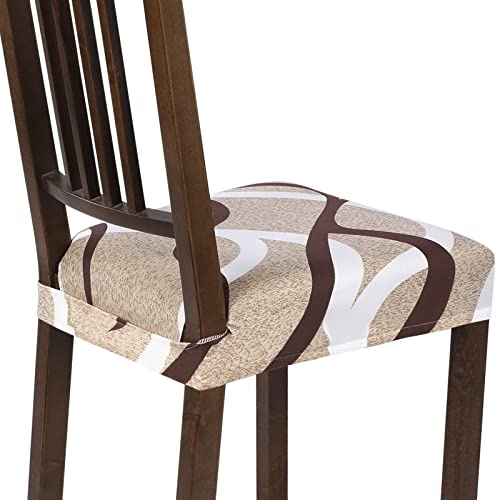 SearchI Dining Chair Seat Covers, Rear Covered(Beige, 4pcs)